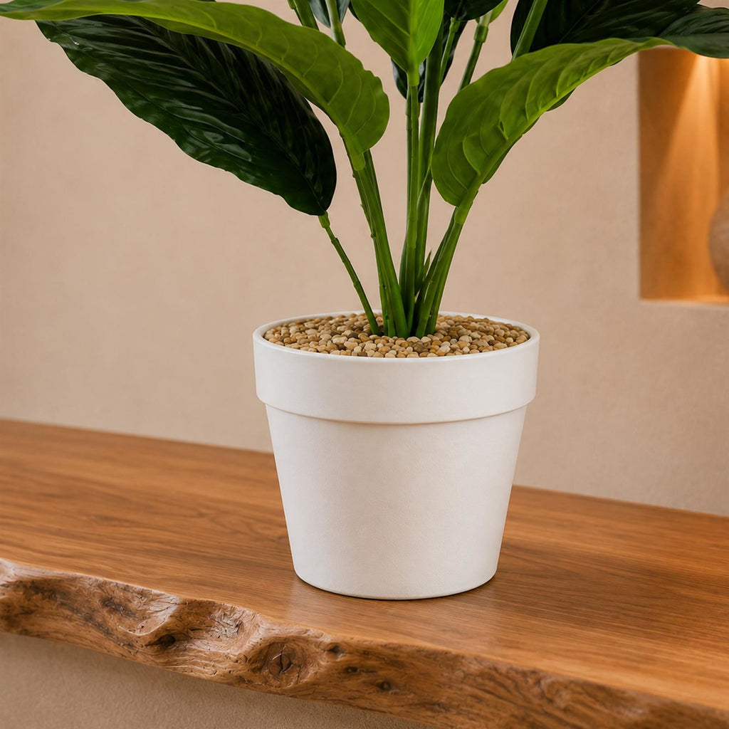 Faux Peace Lily Plant in Pot, 38cm Small Flowering House Plant