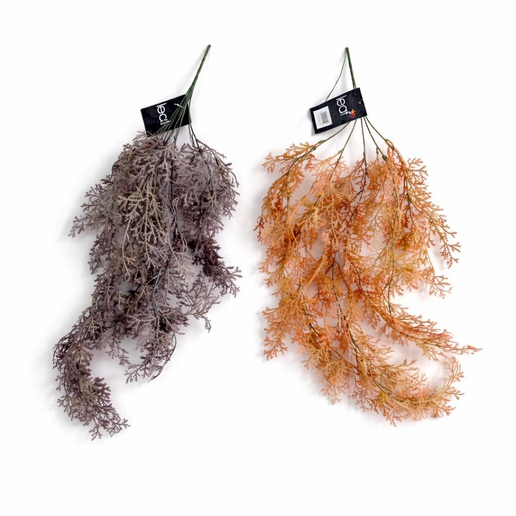 80cm Artificial Coral Fern Trailing Plant Autumn Orange Hanging Foliage - Premium Quality