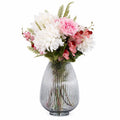 60cm Artificial Chrysanthemum and Orchid Display Glass Vase - Premium Quality