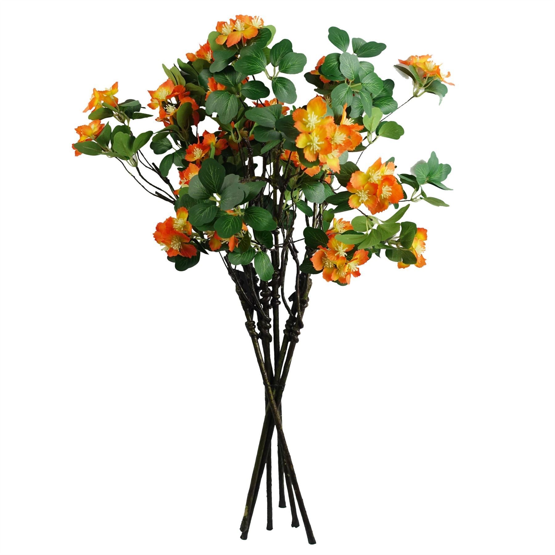 Artificial Pack of 6 x 60cm Flower Foliage Spray - Orange - Premium Quality
