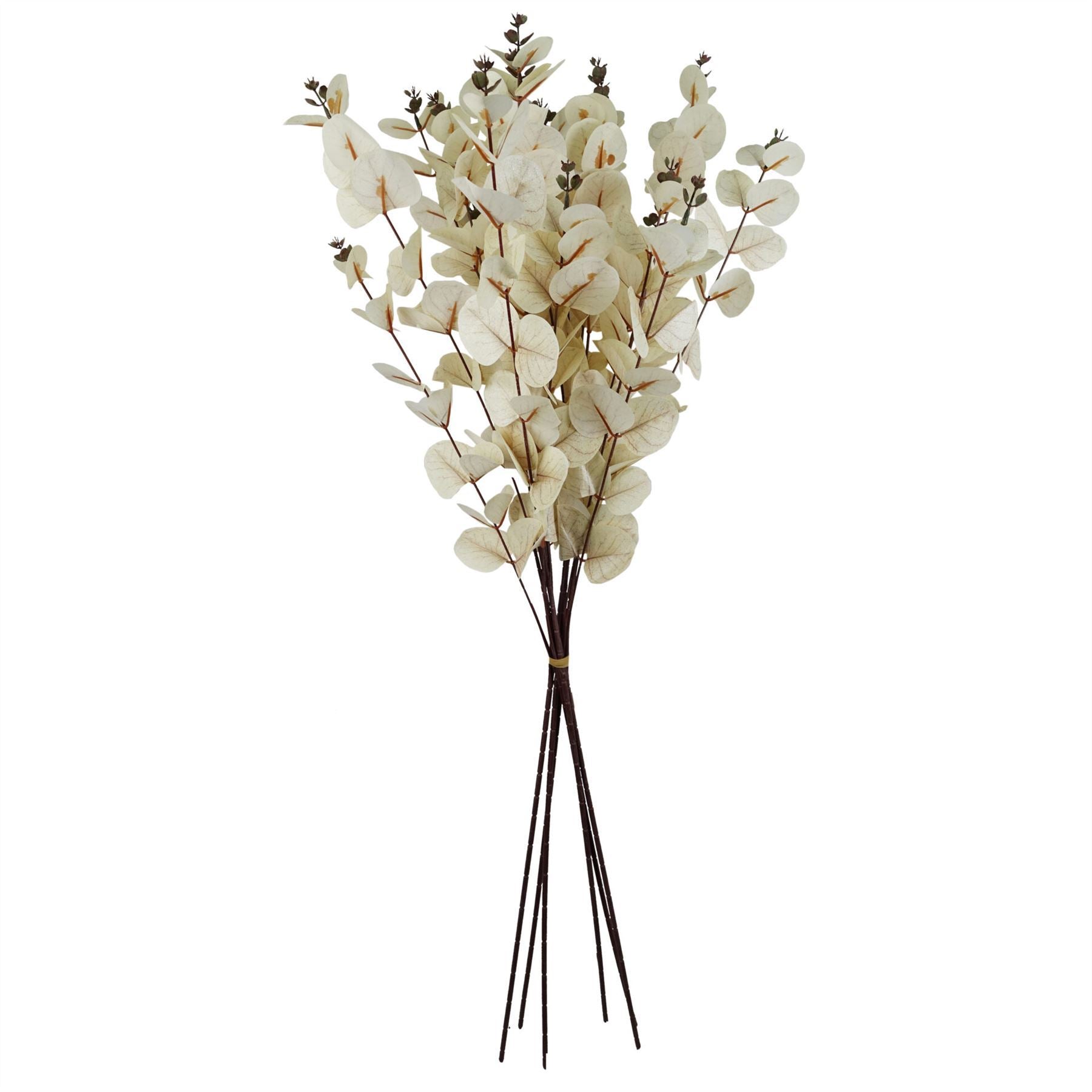 Artificial Pack of 6 x 80cm White Eucalyptus Foliage Stem - Premium Quality