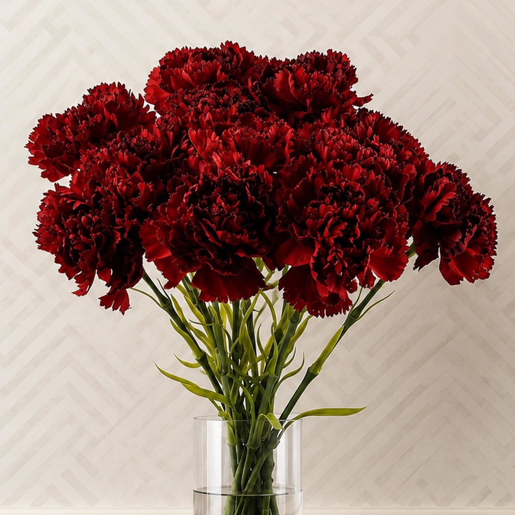 Faux Carnation Flower Stems, 57cm Ruffled Blooms - Packs of 6 or 12