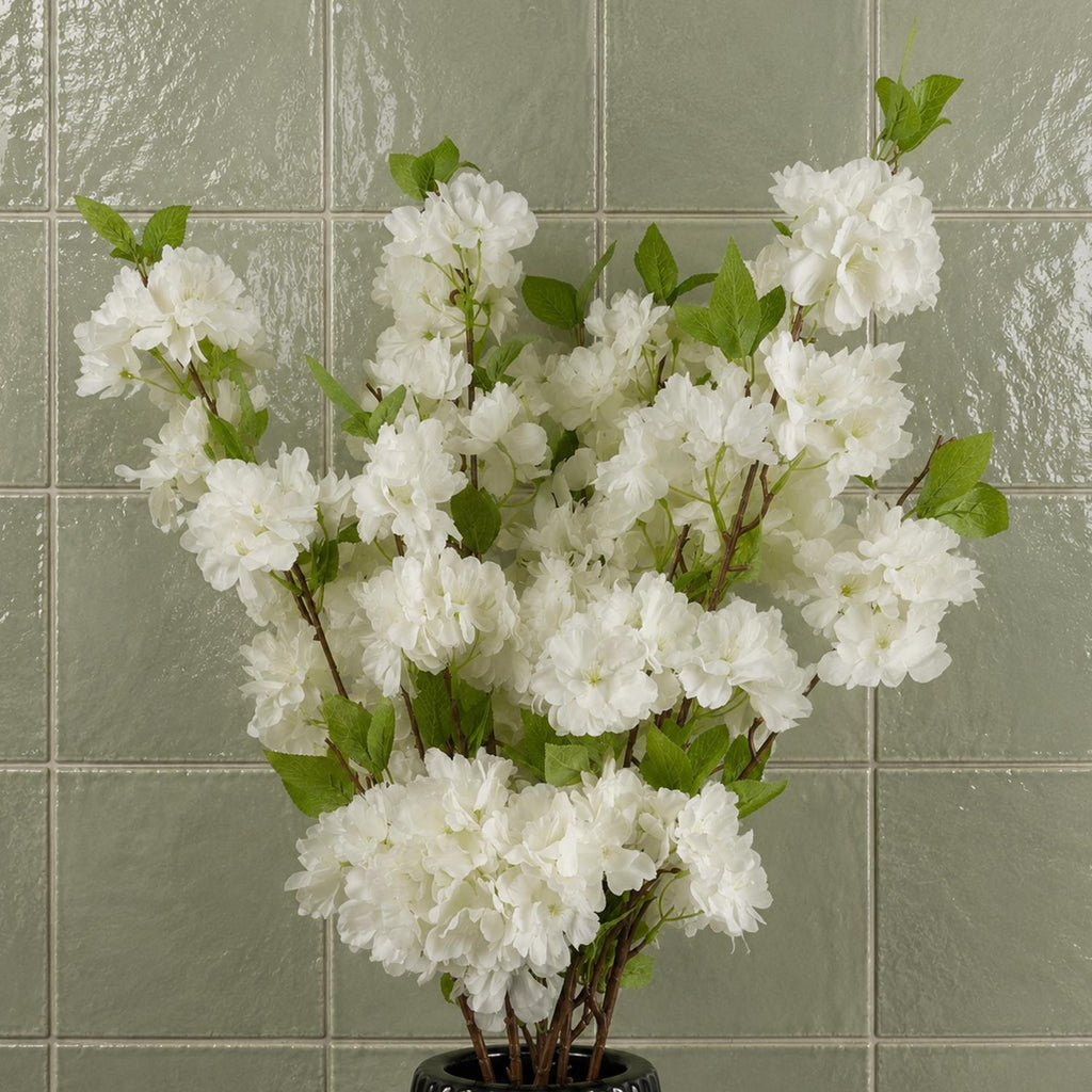 Pack of 6 x 100cm White Artificial Blossom Stem - Premium Quality