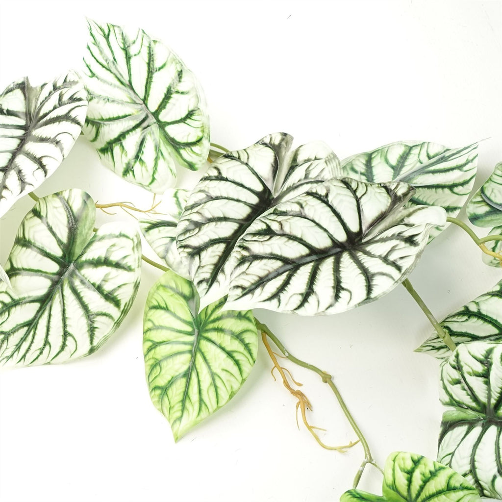 6 x 120cm Artificial Hanging Trailing Plant Alocasia Dragon Scale Light - Premium Quality