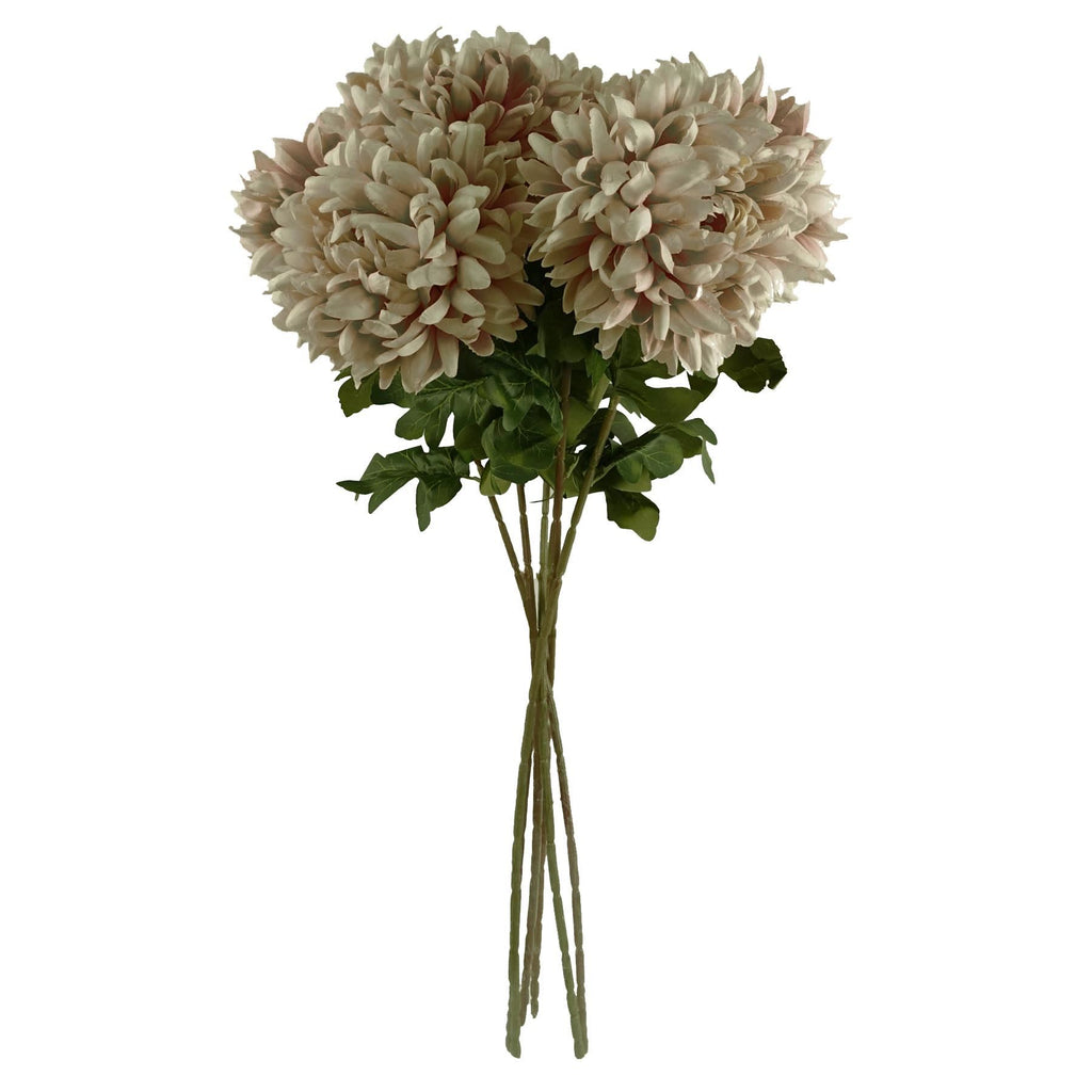 Artificial Pack of 6 x 75cm Extra Large Reflex Chrysanthemum - Mushroom - Premium Quality