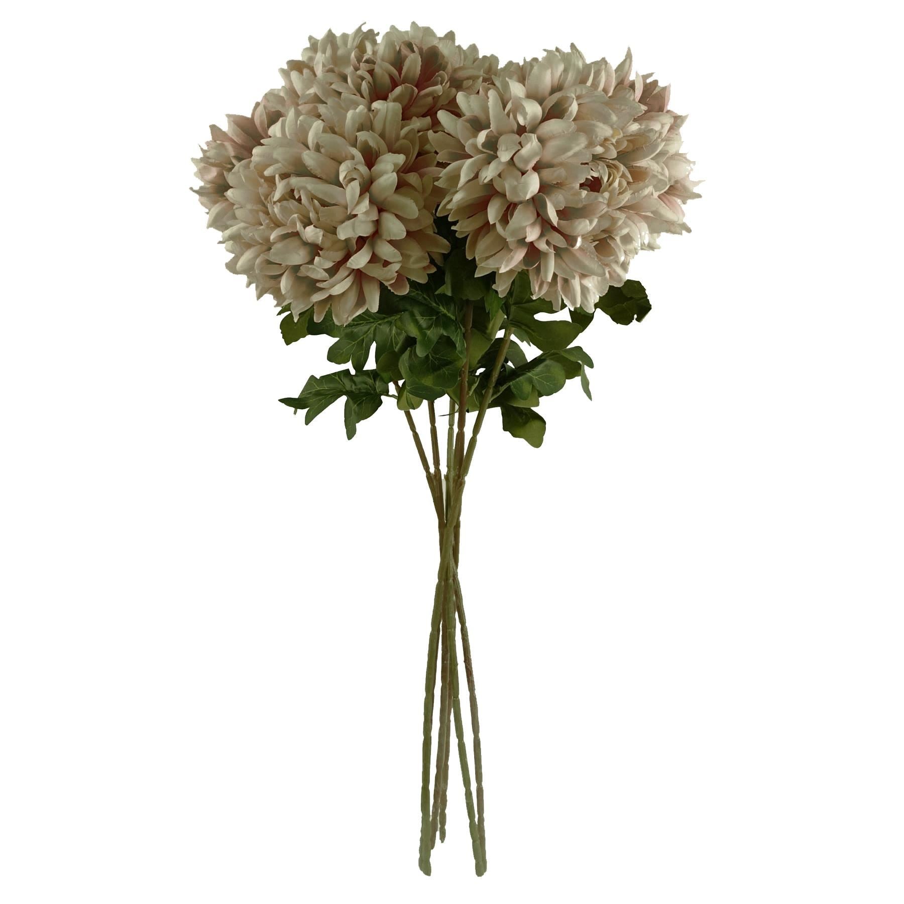 Artificial Pack of 6 x 75cm Extra Large Reflex Chrysanthemum - Mushroom - Premium Quality