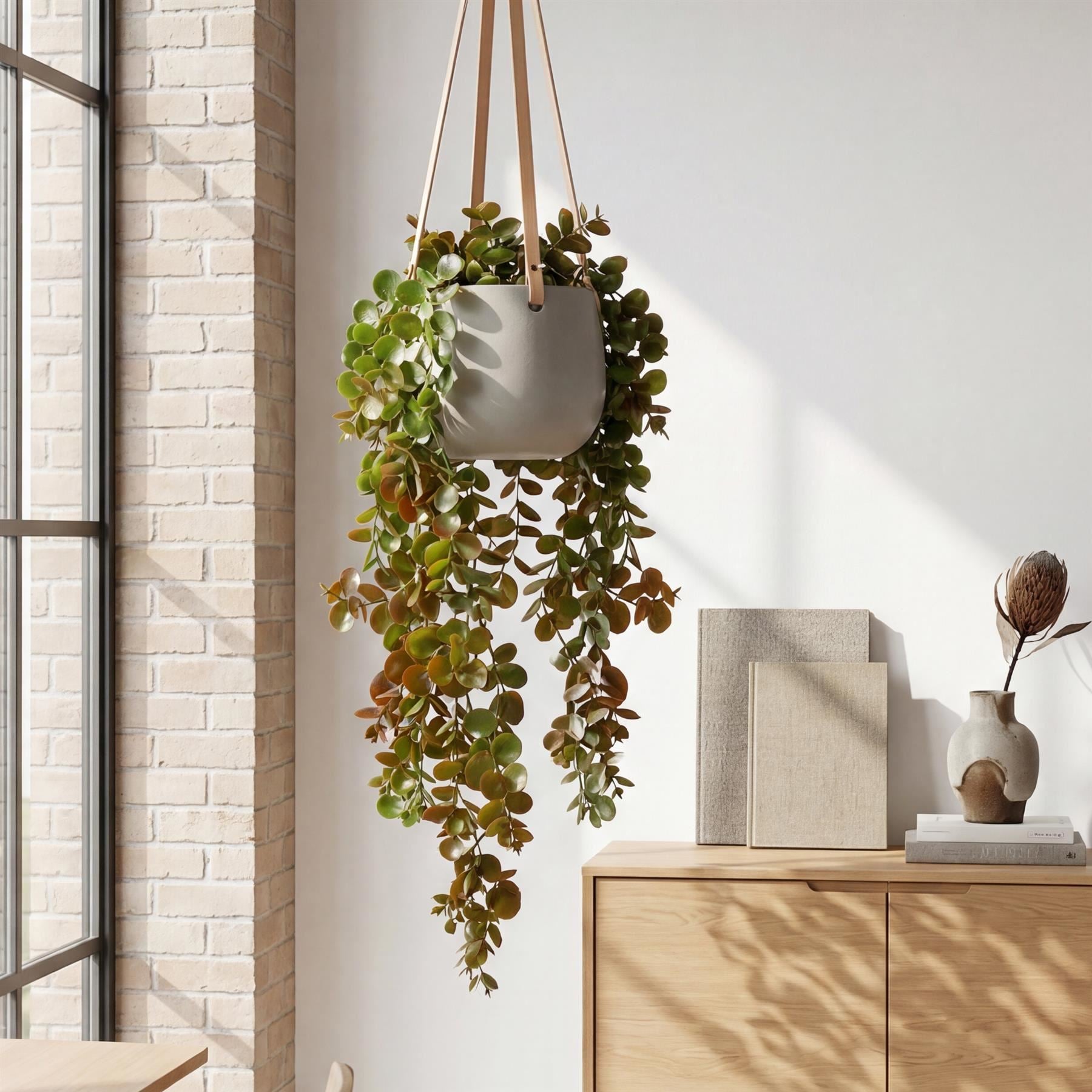 75cm Artificial Trailing Round Botanik Hanging Foliage Plant - Autumn Green & Bronze - Premium Quality