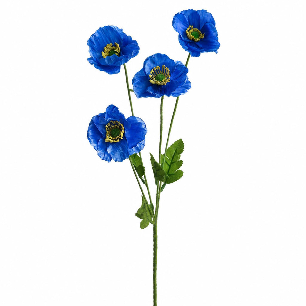 Faux Poppy Flower Sprays, 60cm with 4 Blooms - Set of 6
