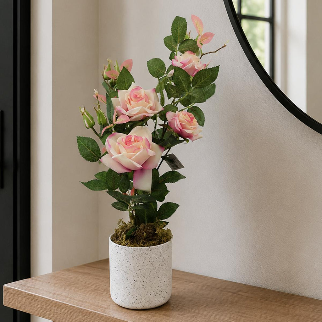 50cm Artificial Pink Rose Plant - Premium Quality
