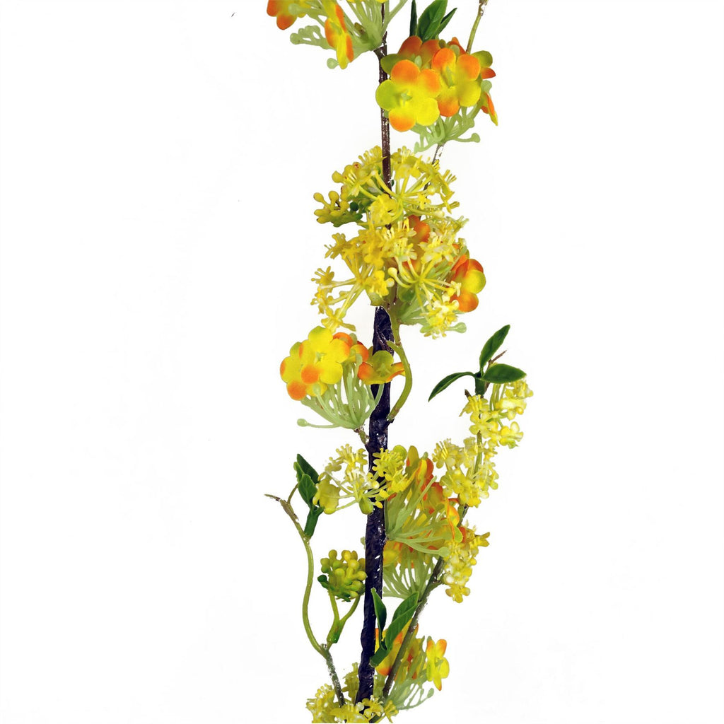 Artificial Pack of 6 x 100cm Yellow Blossom Spray Stem - Premium Quality