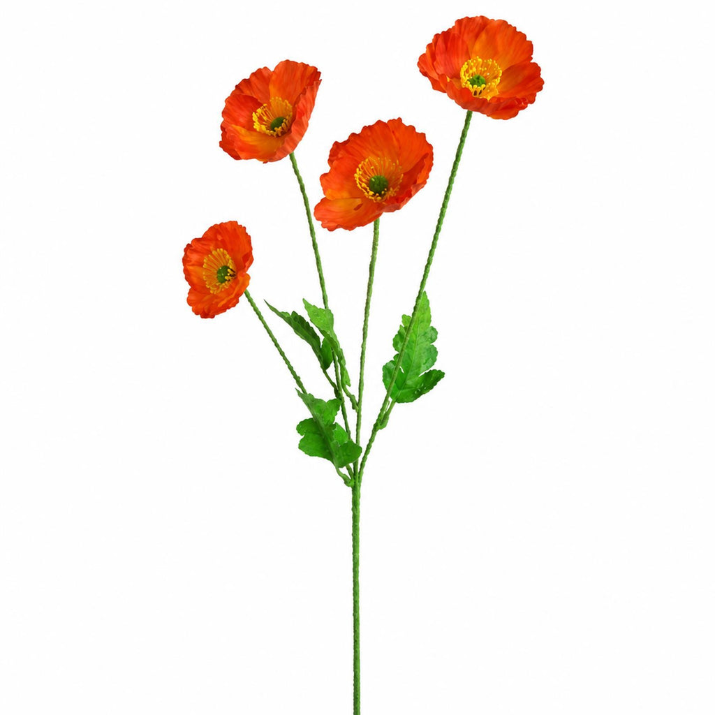 Faux Poppy Flower Sprays, 60cm with 4 Blooms - Set of 6