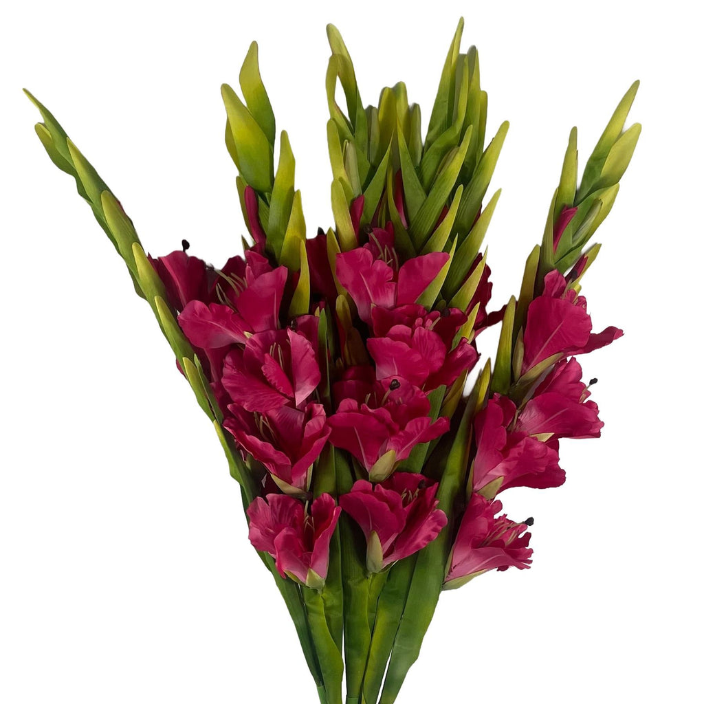 Pack of 6 x 115cm Artificial Pink Gladioli Stem - Premium Quality