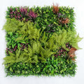 100cm Artificial Fern & Mixed Foliage Green Wall Panel with Burgundy and Grass Accents - Premium Quality