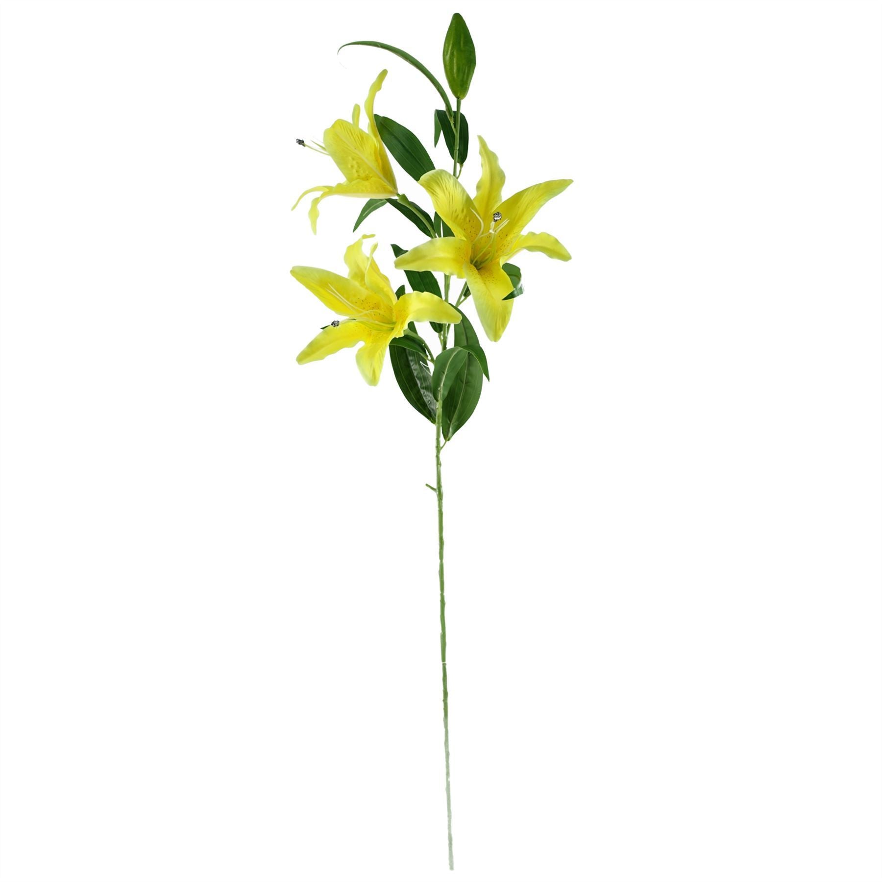 Artificial Pack of 6 x 100cm Large Yellow Lily Stem - 18 Flowers - Premium Quality