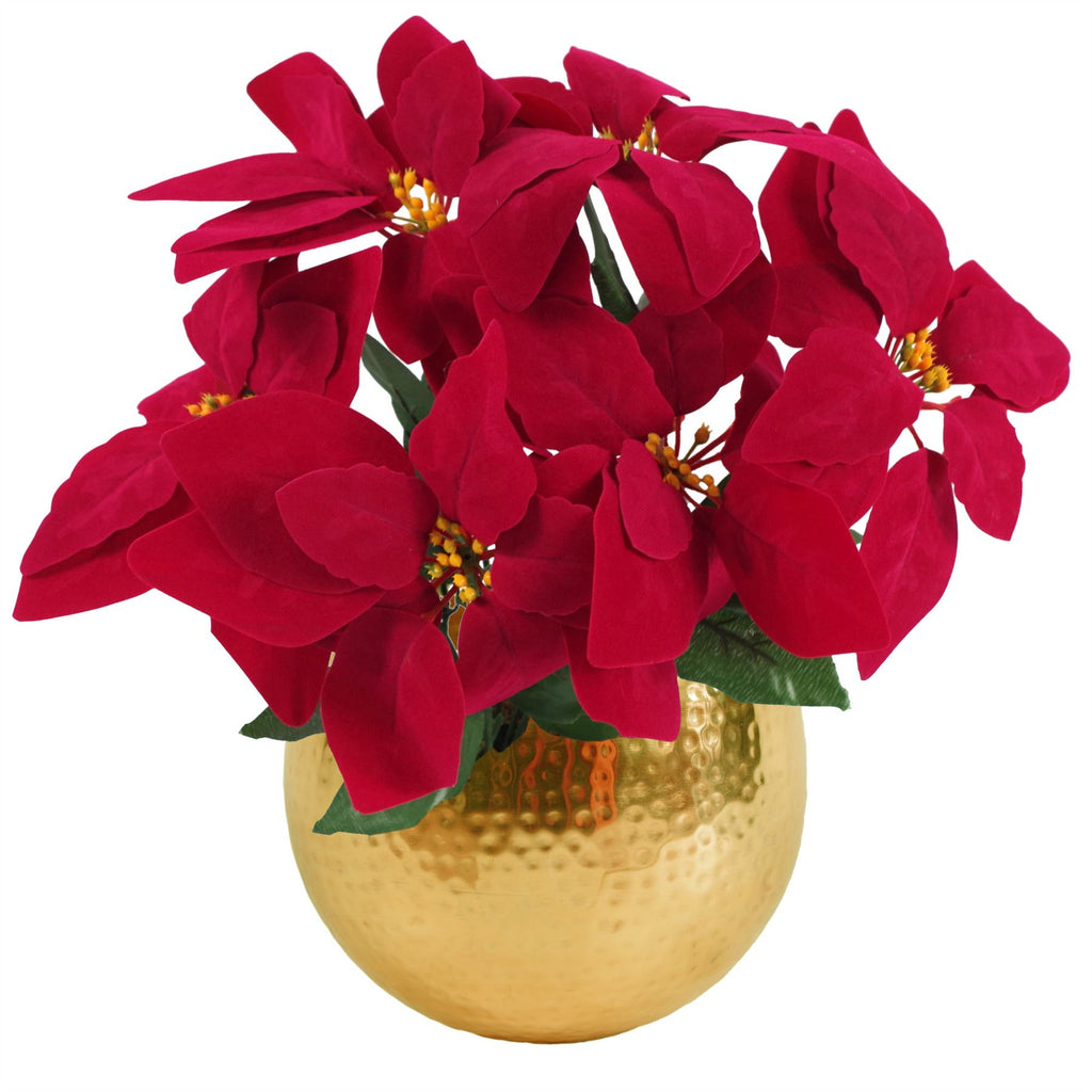 Artificial Christmas Xmas Red Poinsettia 40cm Potted Houseplant - Premium Quality