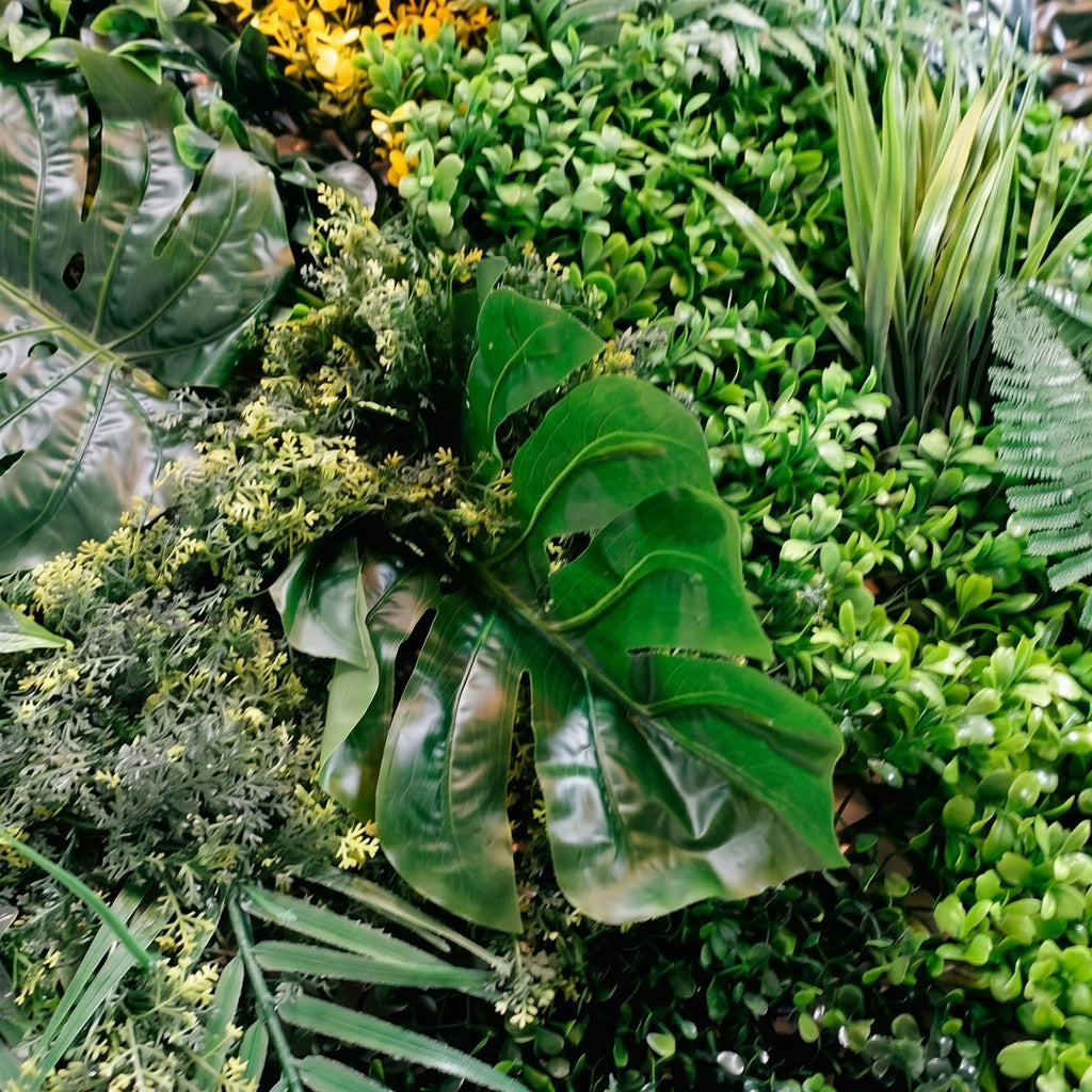 100cm Artificial Tropical Mixed Green Wall Panel with Monstera and Fern Foliage - Premium Quality