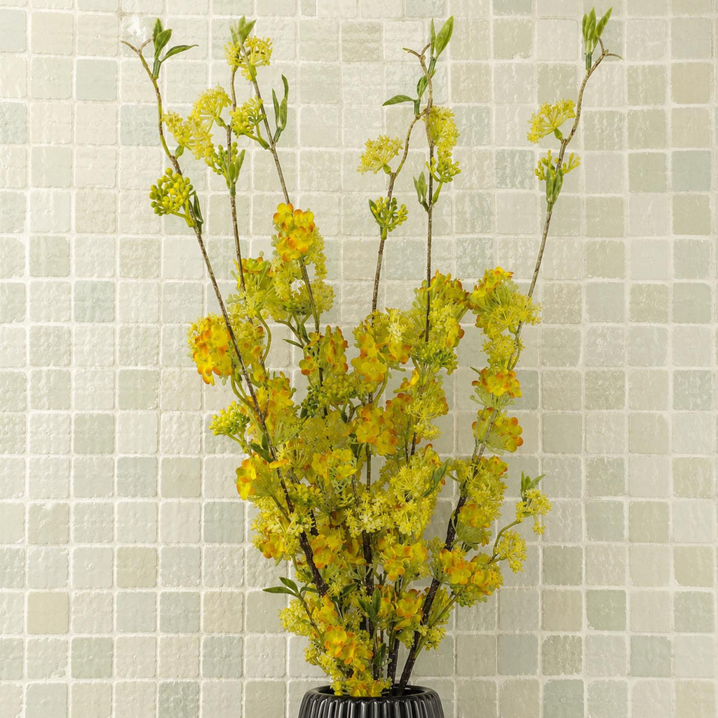 Pack of 6 x 100cm Yellow Blossom Spray Stem - Premium Quality