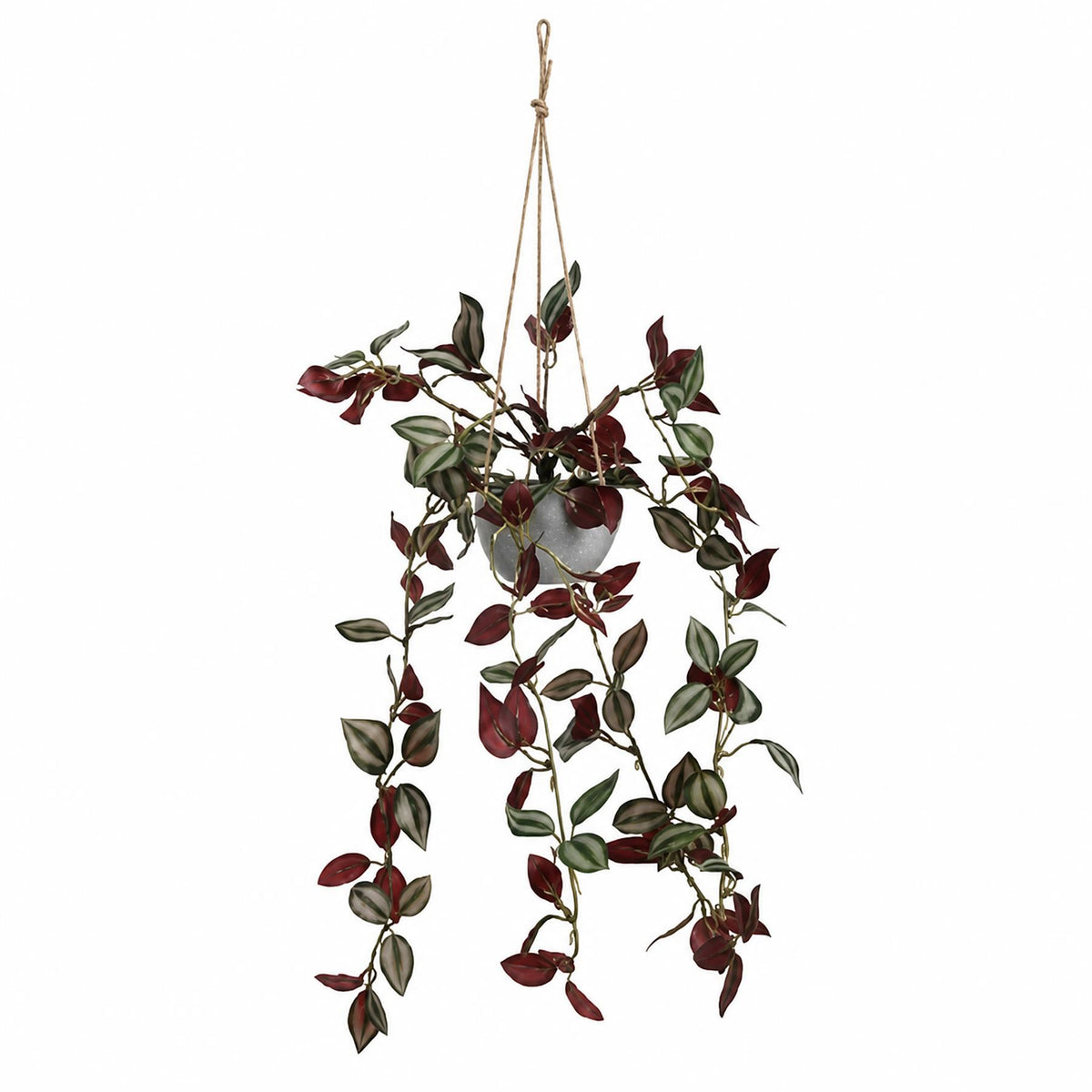 Faux Tradescantia Hanging Plant, 70cm Trailing in Grey Pot with Hanger