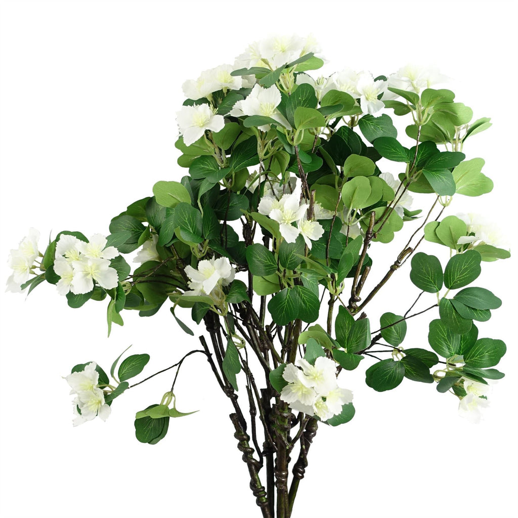Artificial Pack of 6 x 60cm Flower Foliage Spray - White - Premium Quality