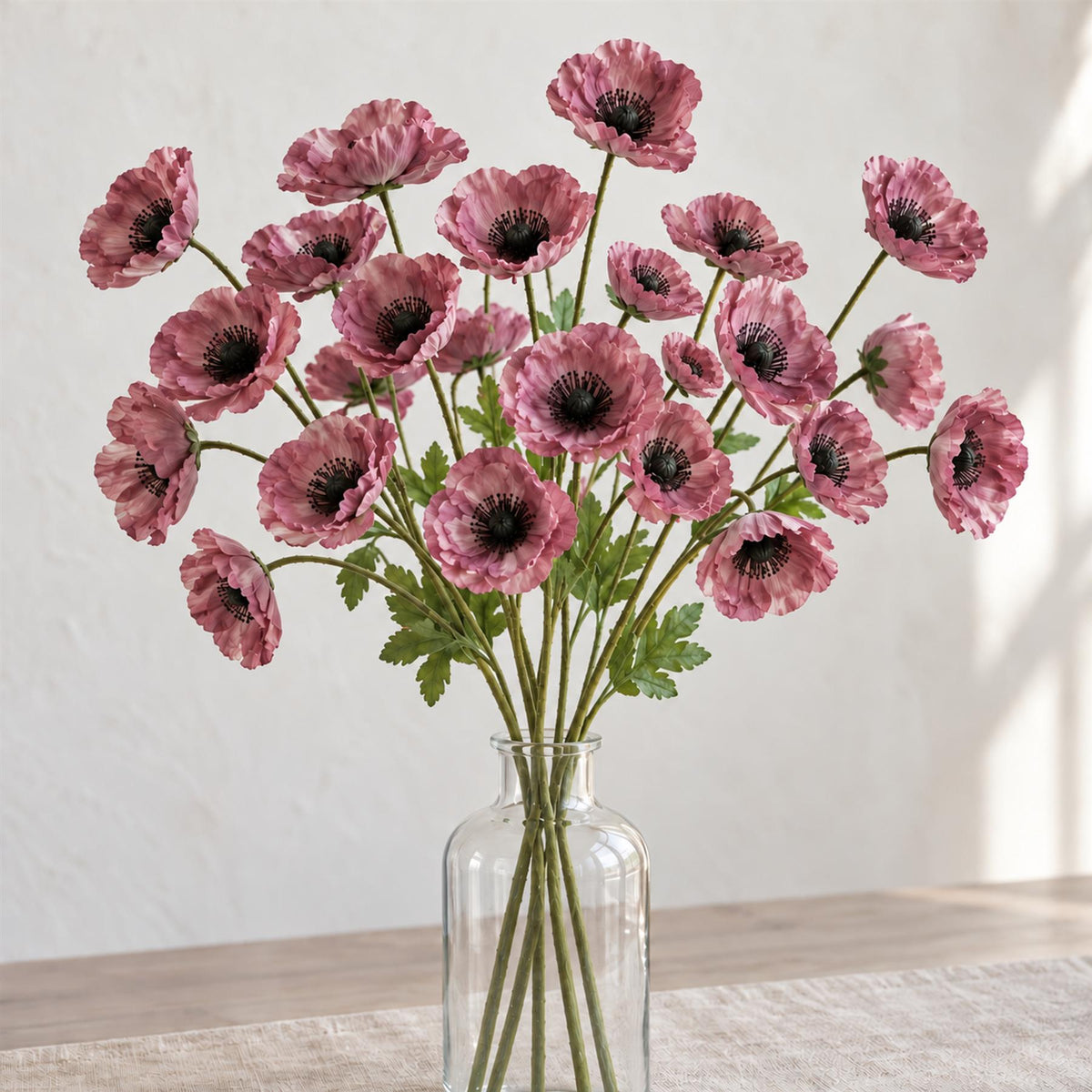 Faux Poppy Flower Sprays, 60cm with 4 Blooms - Set of 6