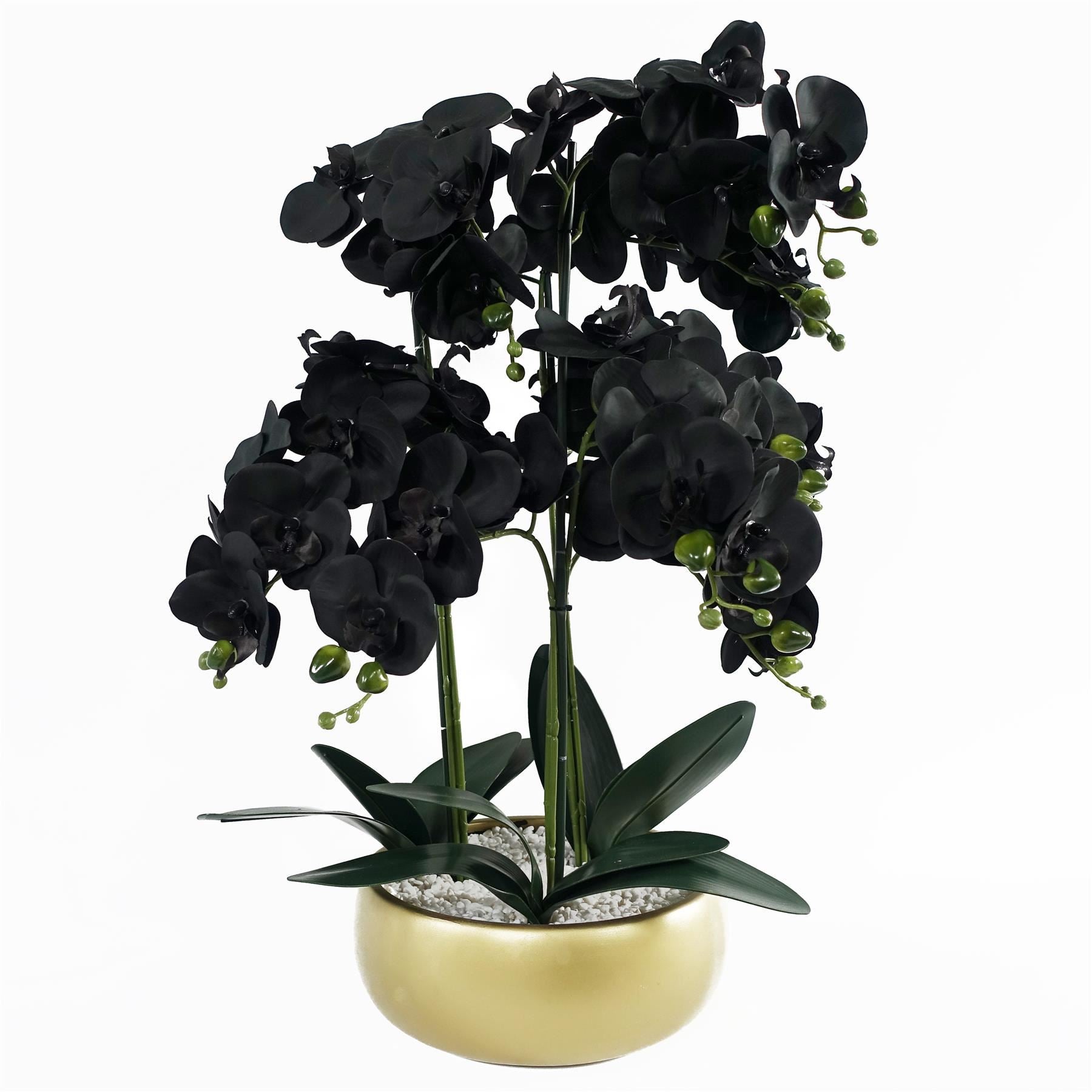 60cm Orchid Artificial Black - Gold Ceramic Planter - Premium Quality