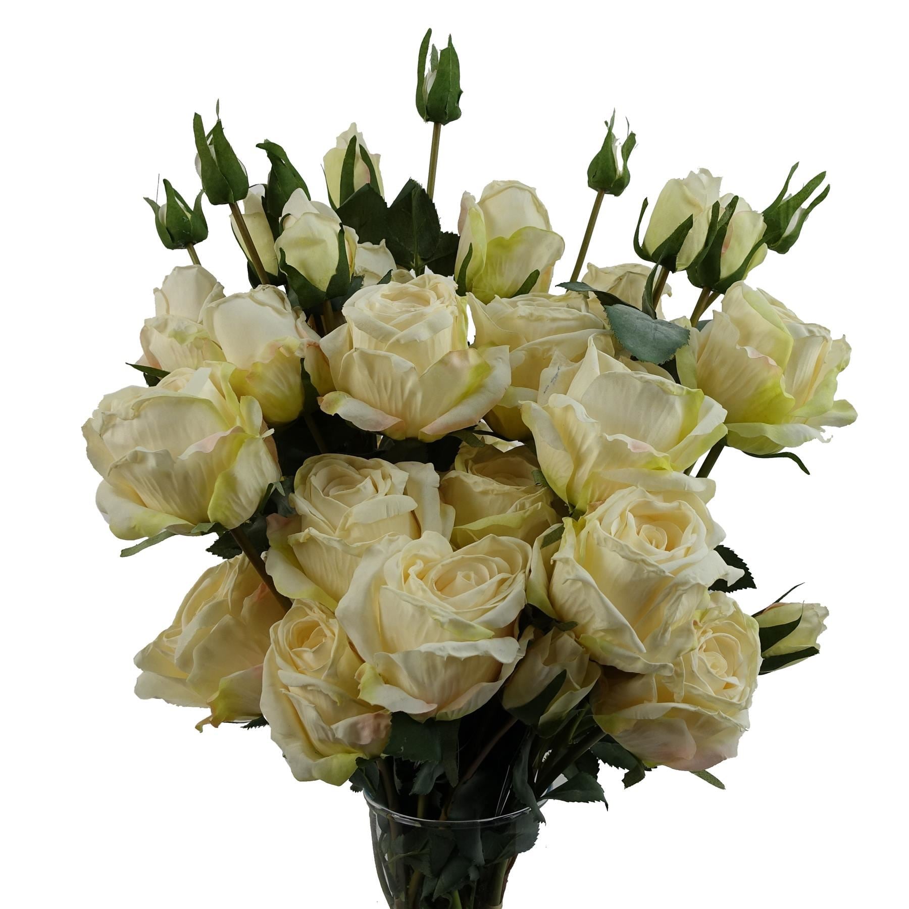 6 x 60cm Cream Rose Artificial Flower Sprays - 24 Flowers 18 Buds - Premium Quality