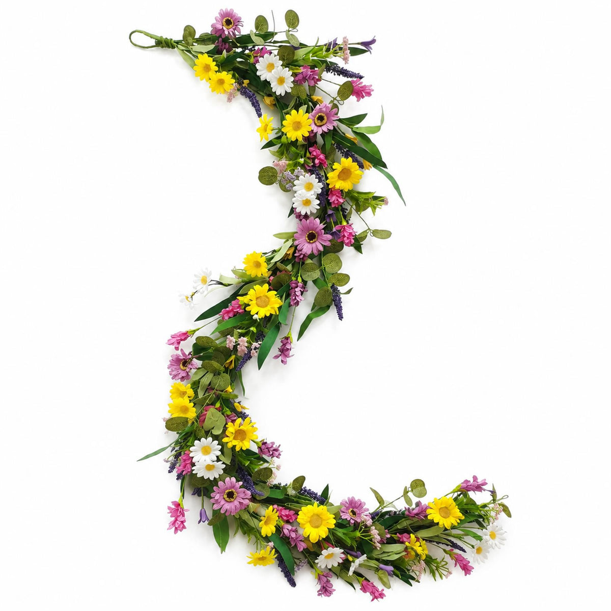 Sunflower and Daisy Faux Flower Garland, 155cm Summer Wildflower Vine