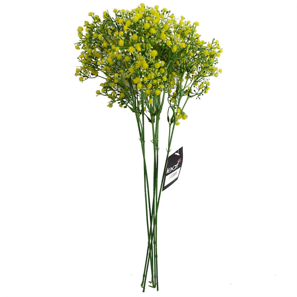 Artificial Pack of 6 x 55cm Gypsophila Yellow Stem - Premium Quality