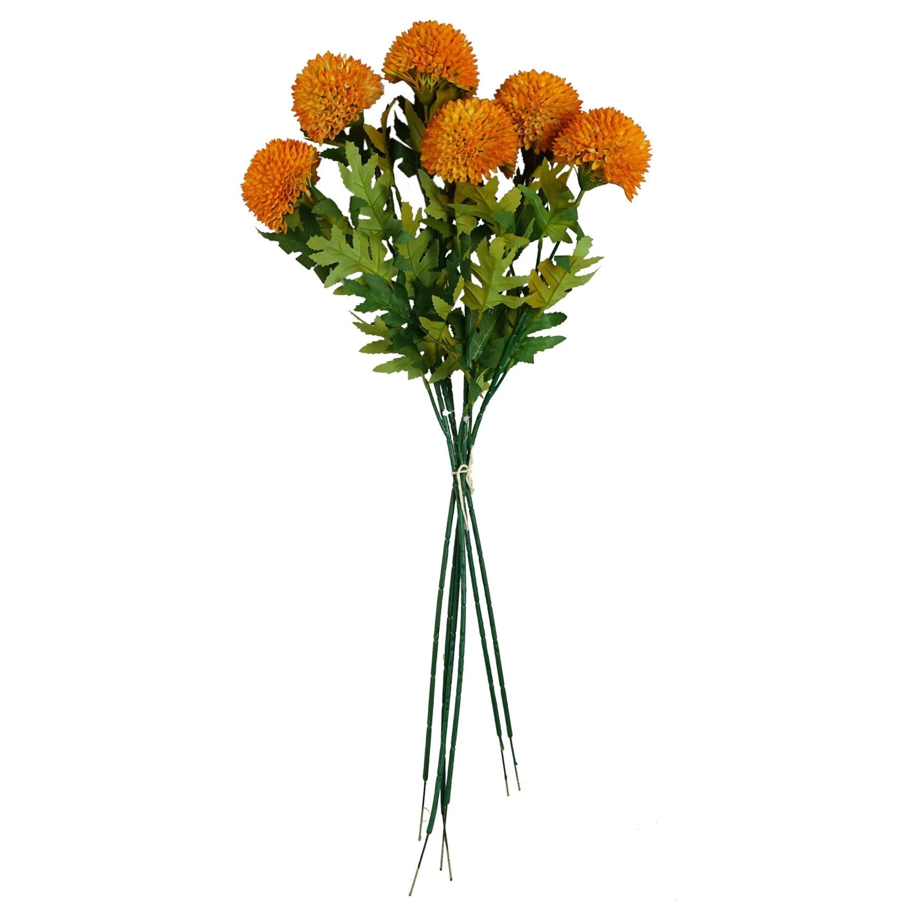 Pack of 6 x 70cm Large Ball Dahlia Artificial Flower Stem Yellow - Premium Quality