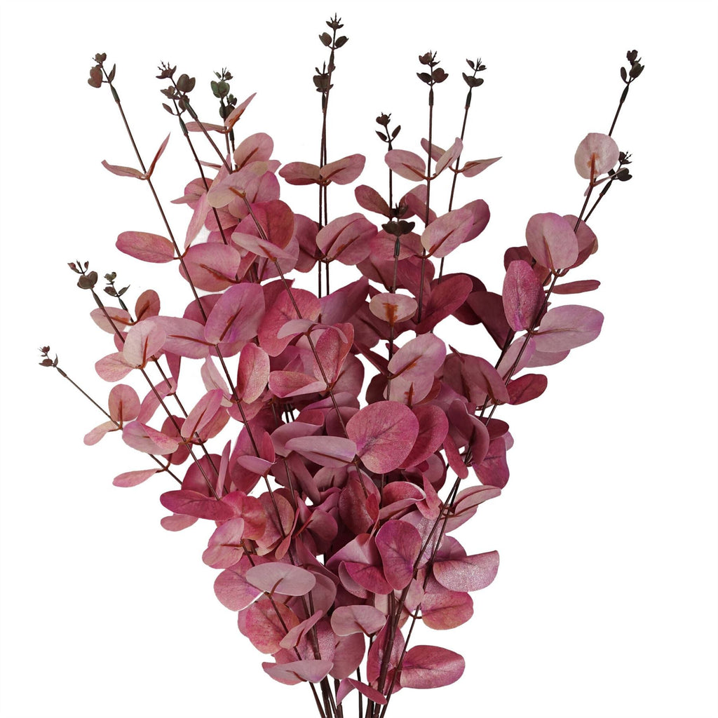 Artificial Pack of 6 x 80cm Pink Eucalyptus Foliage Stem - Premium Quality