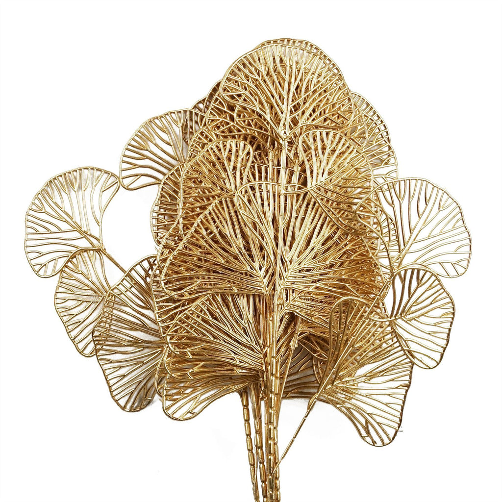 Artificial Pack of 6 x 65cm Golden Leaves Flower Arrangement Decoration - Premium Quality