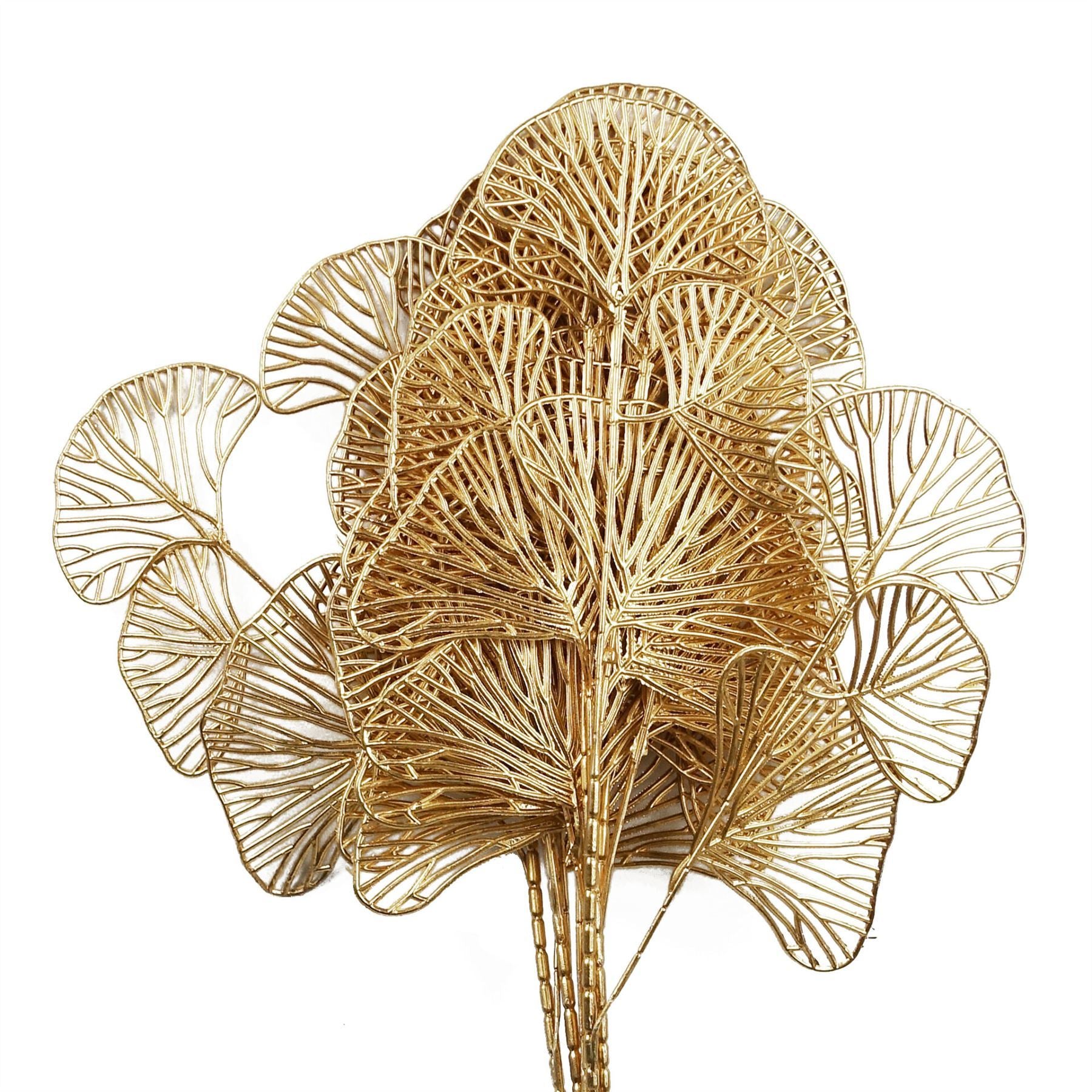 Artificial Pack of 6 x 65cm Golden Leaves Flower Arrangement Decoration - Premium Quality