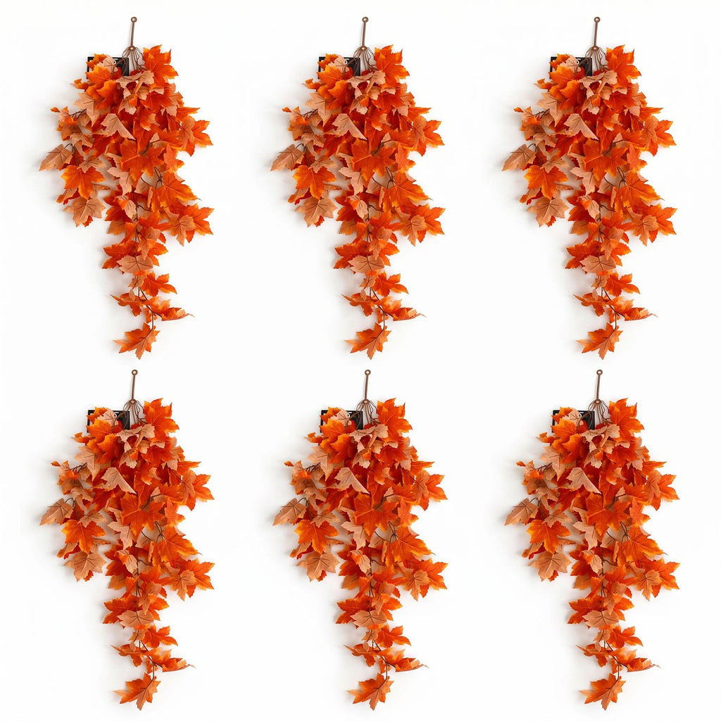 70cm Artificial Trailing Grape Ivy Plant Faux Hanging Foliage - Orange - Premium Quality