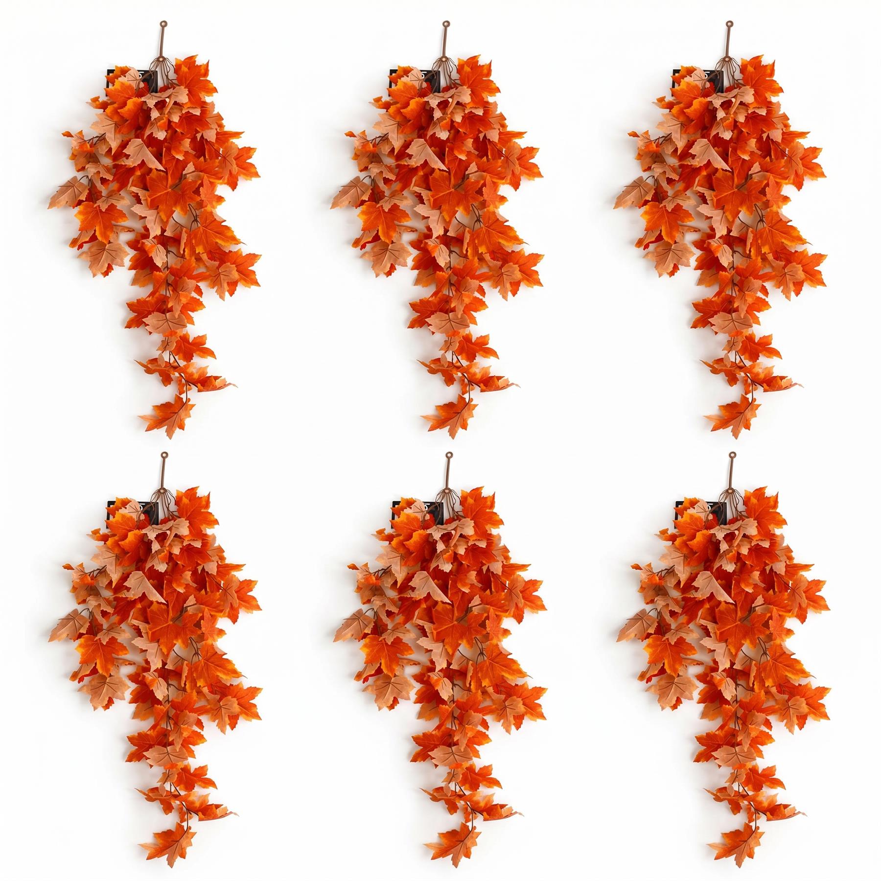 70cm Artificial Trailing Grape Ivy Plant Faux Hanging Foliage - Orange - Premium Quality