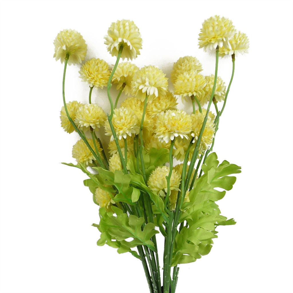 Pack of 6 x 50cm Dahlia Pompom Yellow Artificial Stem - Premium Quality