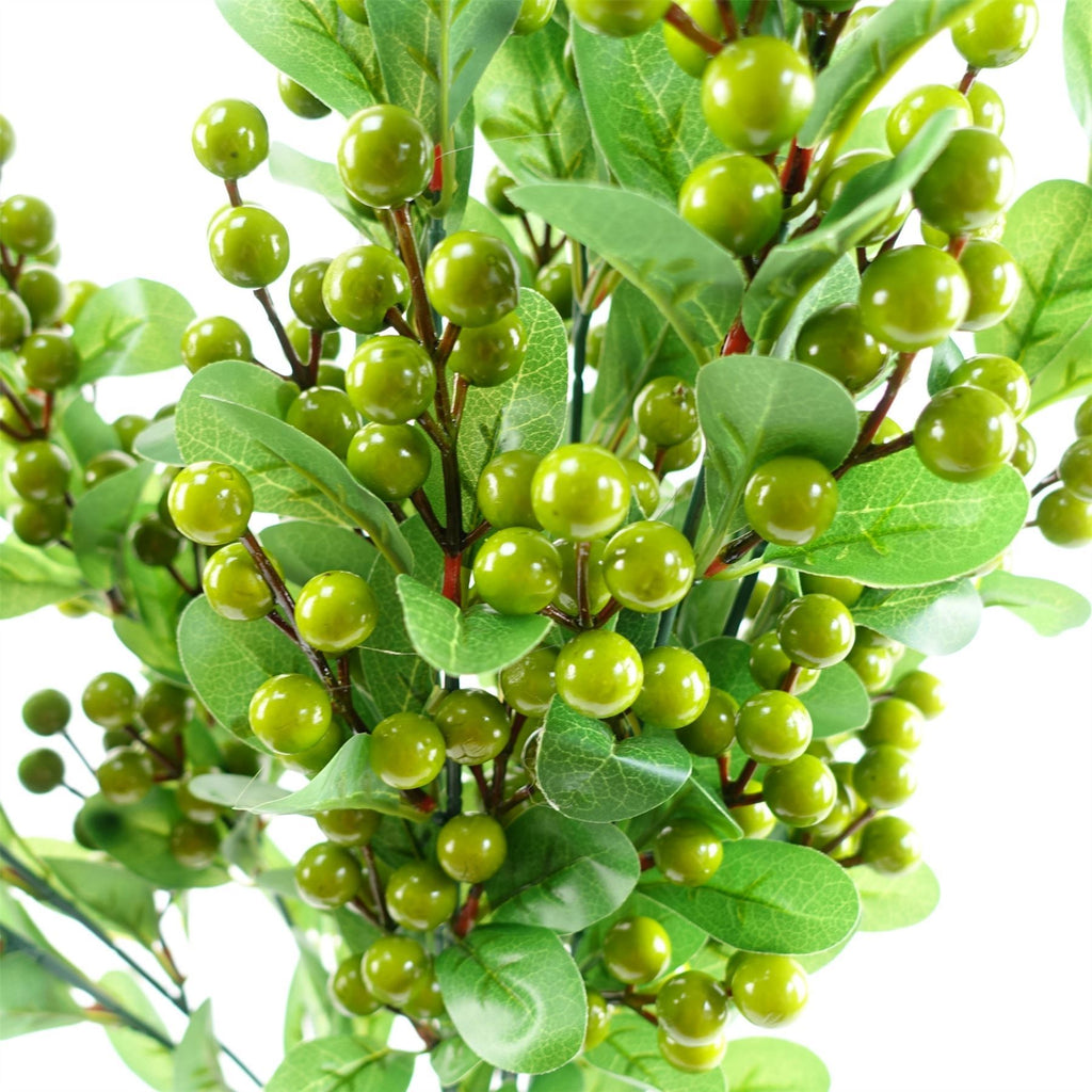 Pack of 6 x 70cm Artificial Green Berry Spray - Premium Quality
