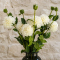 Pack of 6 x 75cm Artificial Dahlia PomPom Flower Stem Cream - Premium Quality