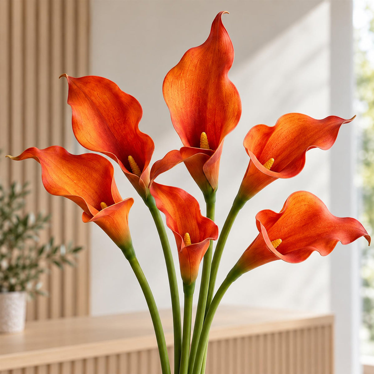 Faux Calla Lily Stems, 70cm Single-Bloom Flowers - Set of 6
